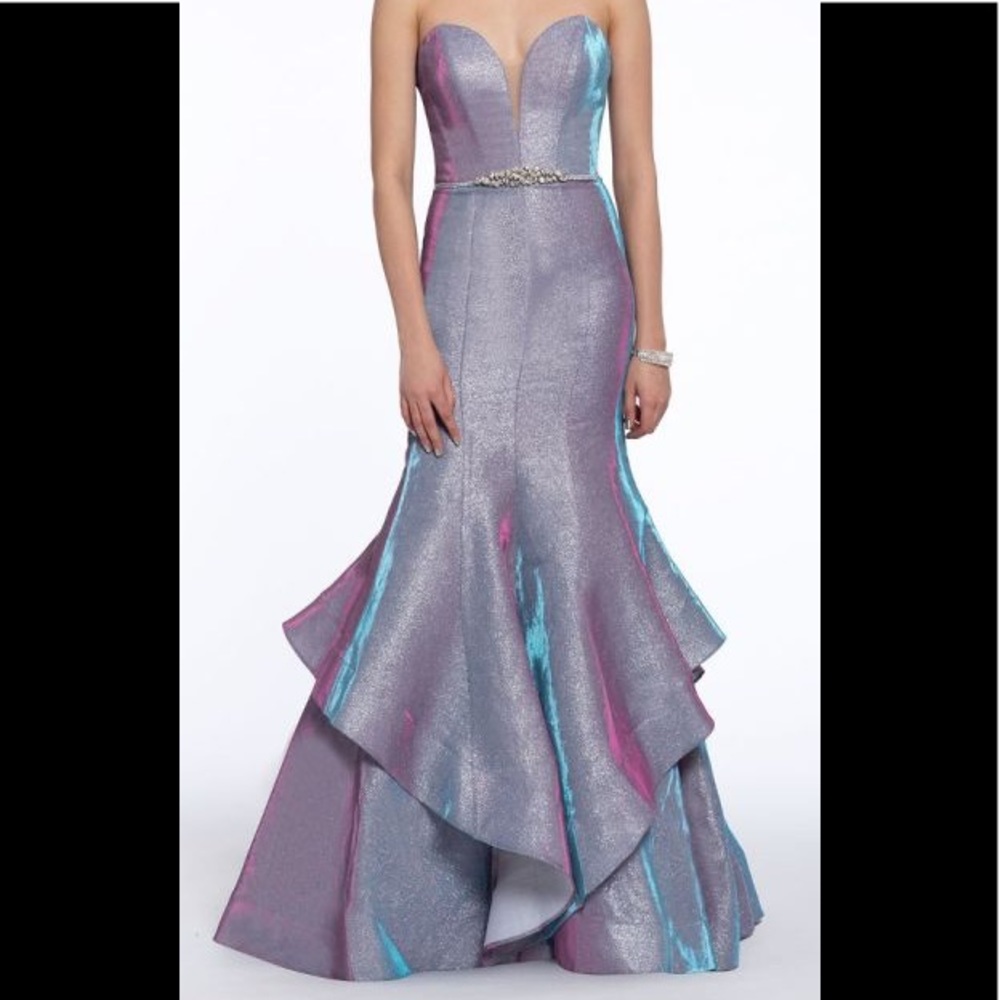 Strapless Shimmer Beaded Waist Mermaid Dress